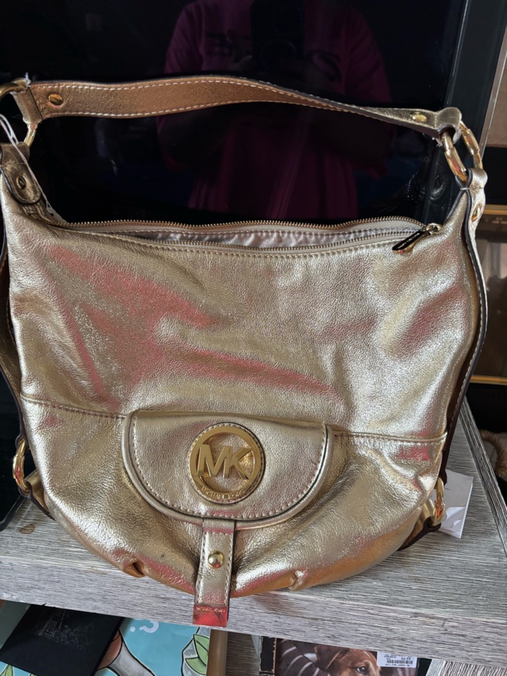 Michael Kors Metallic Gold Hobo Shoulder Bag - Picture 16 of 16